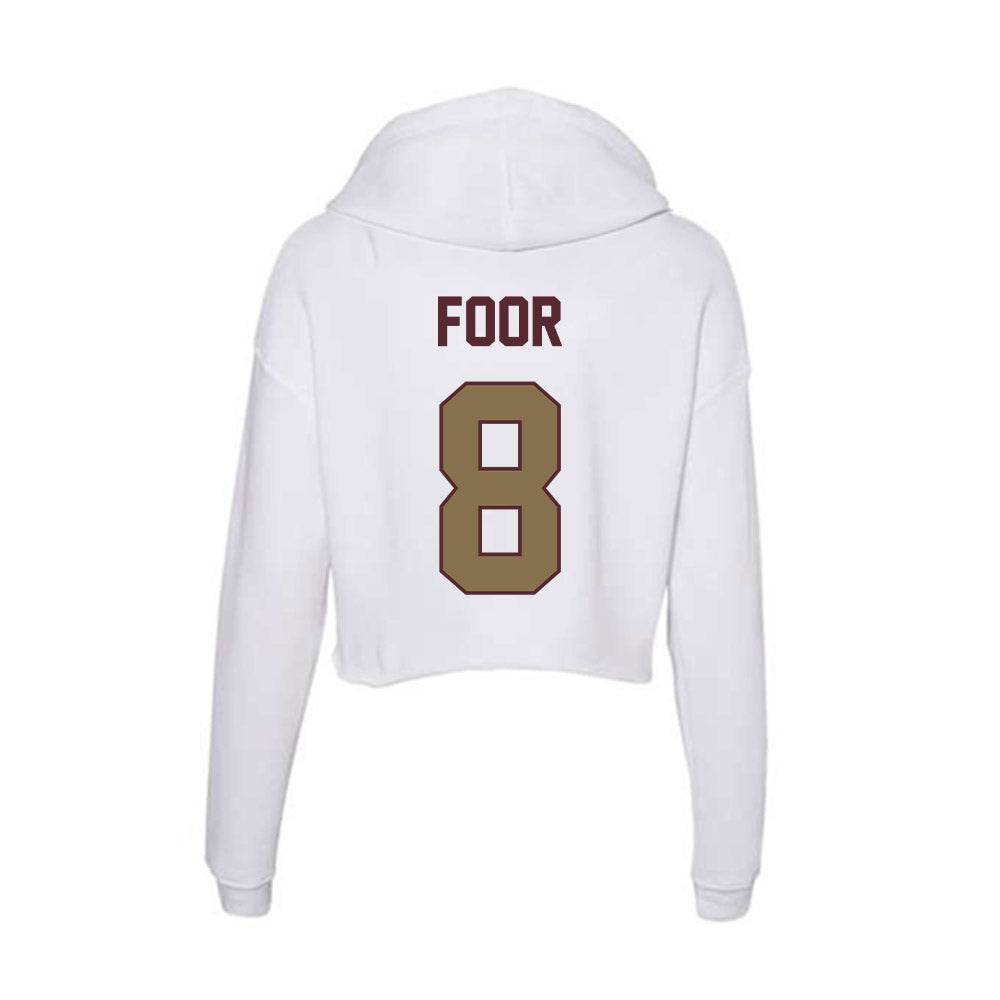 Texas State - NCAA Baseball : Daylen Foor - Women's Crop Fleece Hooded Sweatshirt-1