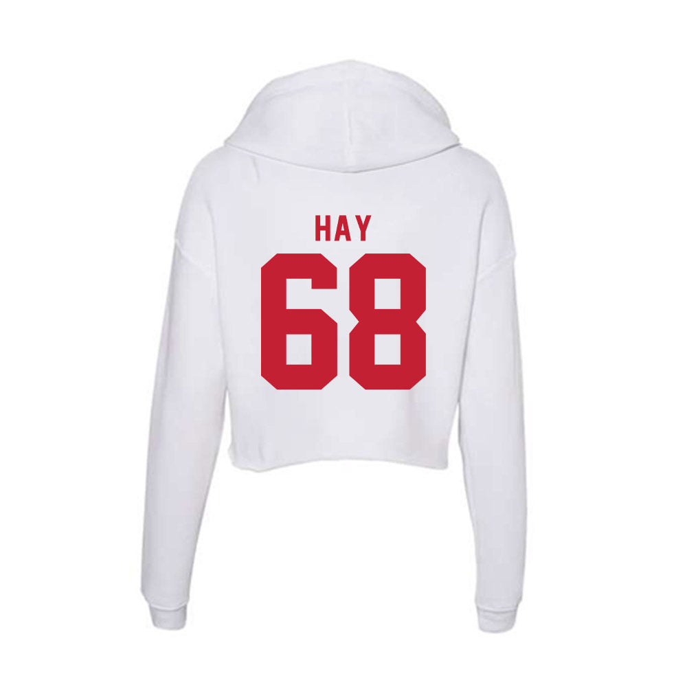 Miami of Ohio - NCAA Men's Ice Hockey : Ethan Hay - Women's Crop Fleece Hoodie-1