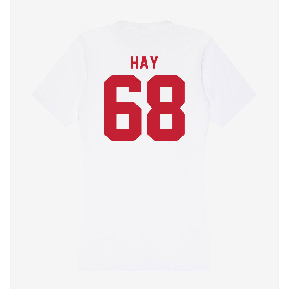 Miami of Ohio - NCAA Men's Ice Hockey : Ethan Hay - Women's V-Neck T-Shirt-1