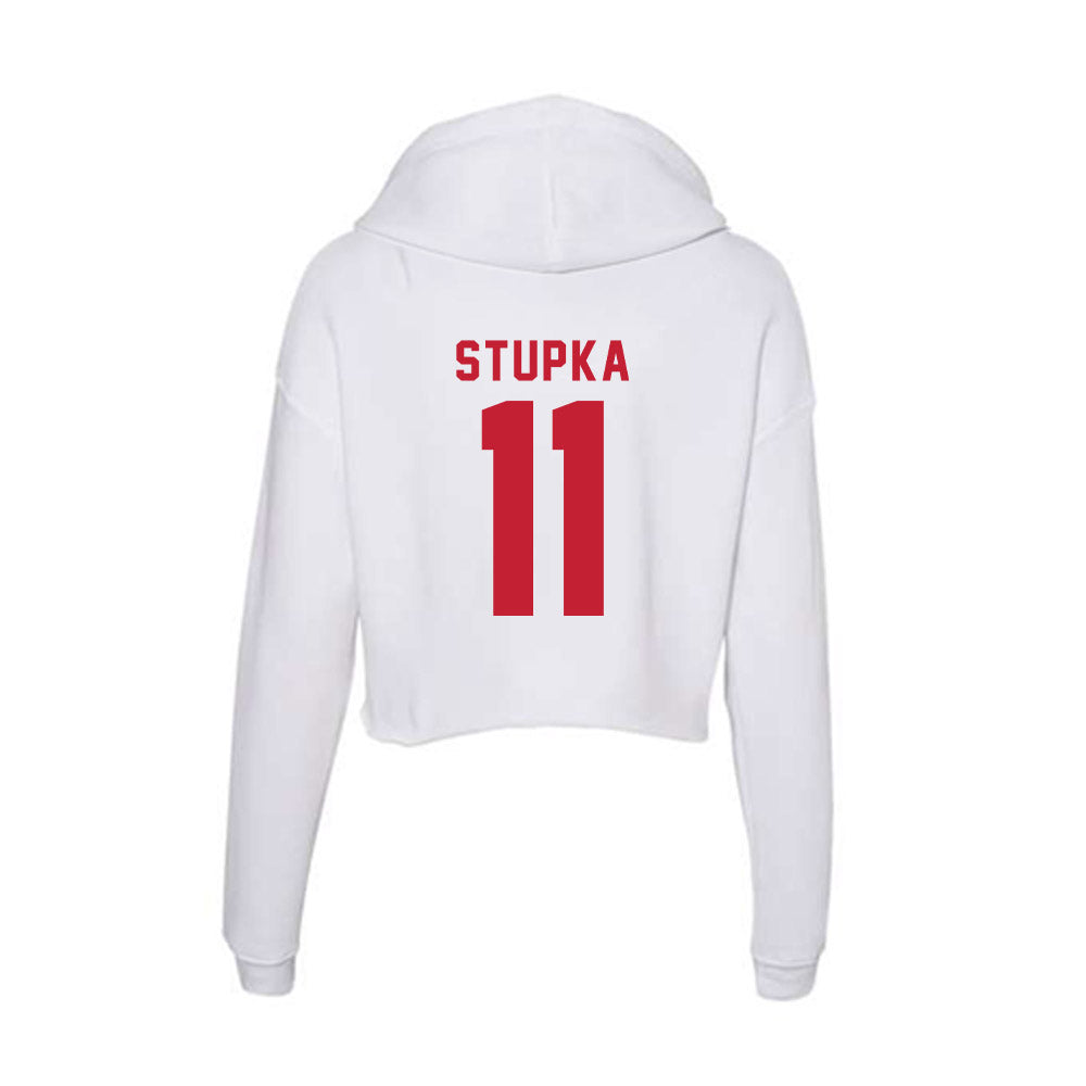 Miami of Ohio - NCAA Men's Ice Hockey : Justin Stupka - Women's Crop Fleece Hoodie-1