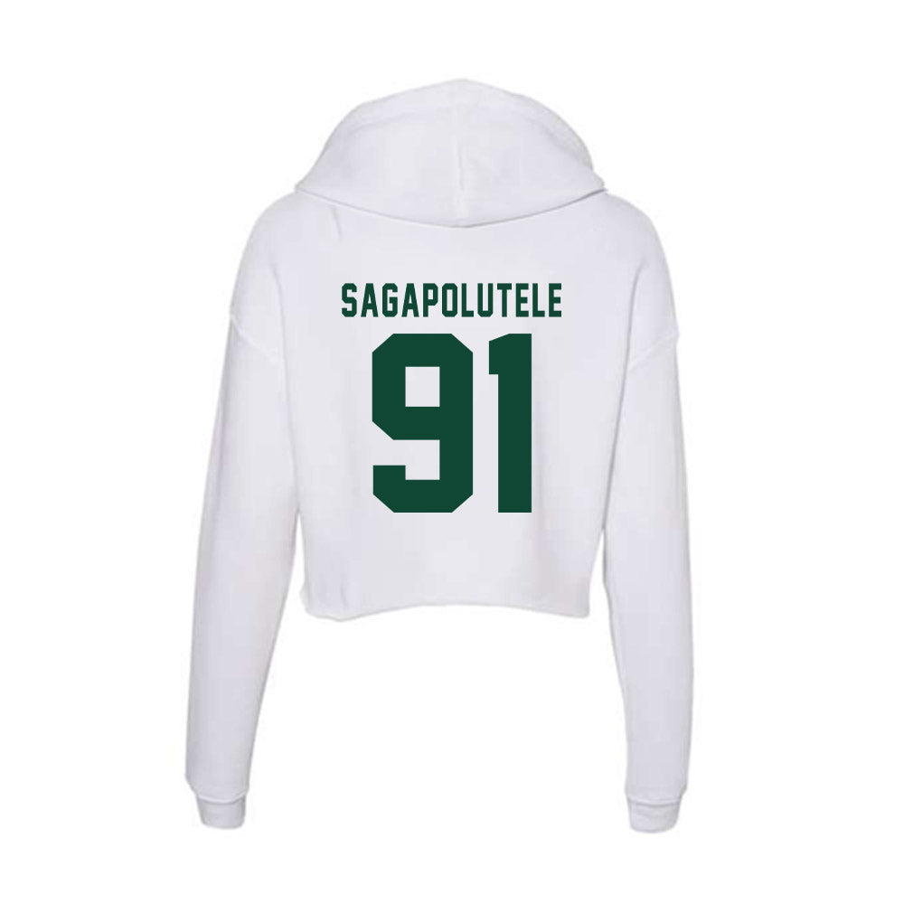 Hawaii - NCAA Football : Joshua sagapolutele - Classic Shersey Women's Crop Fleece Hooded Sweatshirt-1