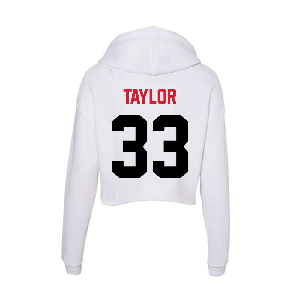 Arkansas State - NCAA Men's Basketball : Layne Taylor - Women's Crop Fleece Hooded Sweatshirt-1