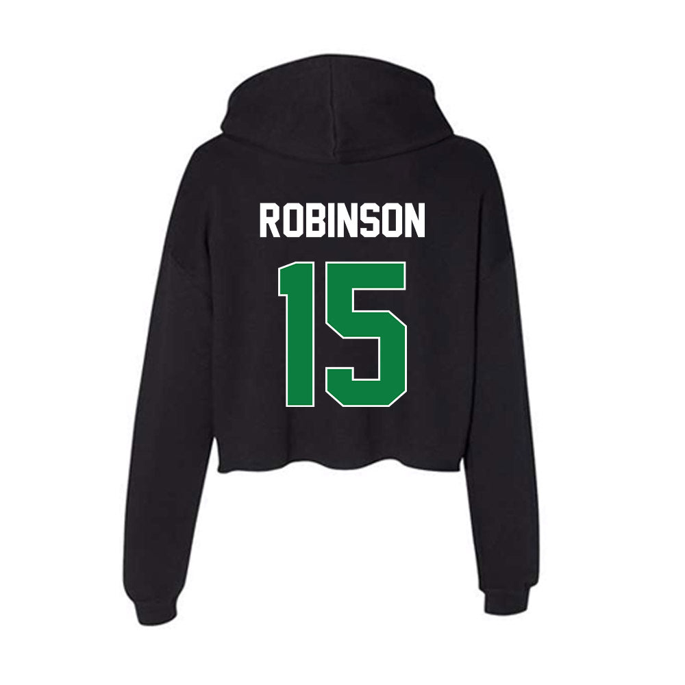 North Texas - NCAA Men's Basketball : Reece Robinson - Women's Crop Fleece Hoodie-1