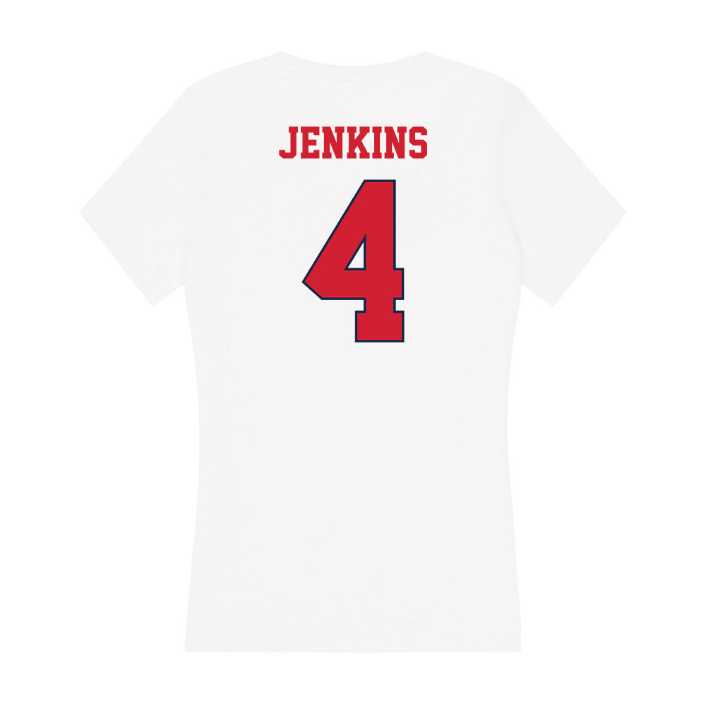 Fresno State - NCAA Men's Basketball : Troy Jenkins - Women's V-Neck T-Shirt-1