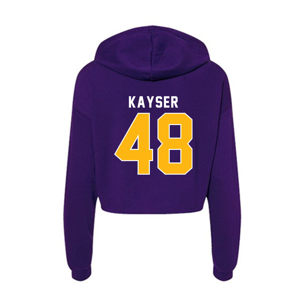 Northern Iowa - NCAA Football : Connor Kayser - Women's Crop Fleece Hoodie-1