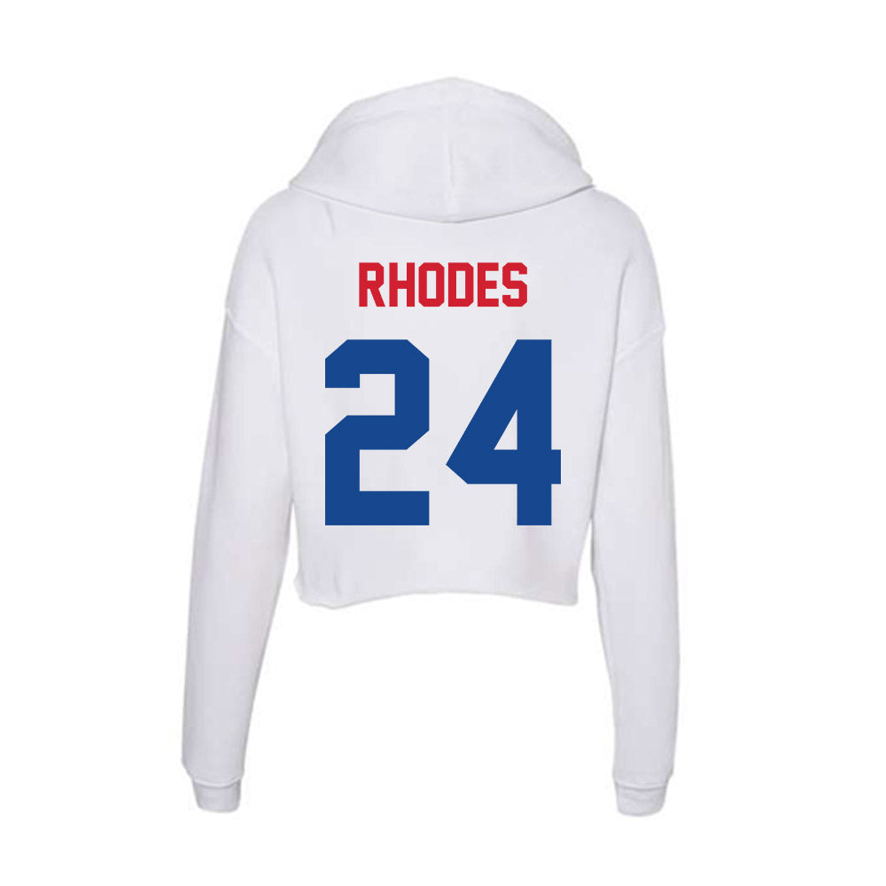 SMU - NCAA Football : Link Rhodes - Women's Crop Fleece Hooded Sweatshirt-1