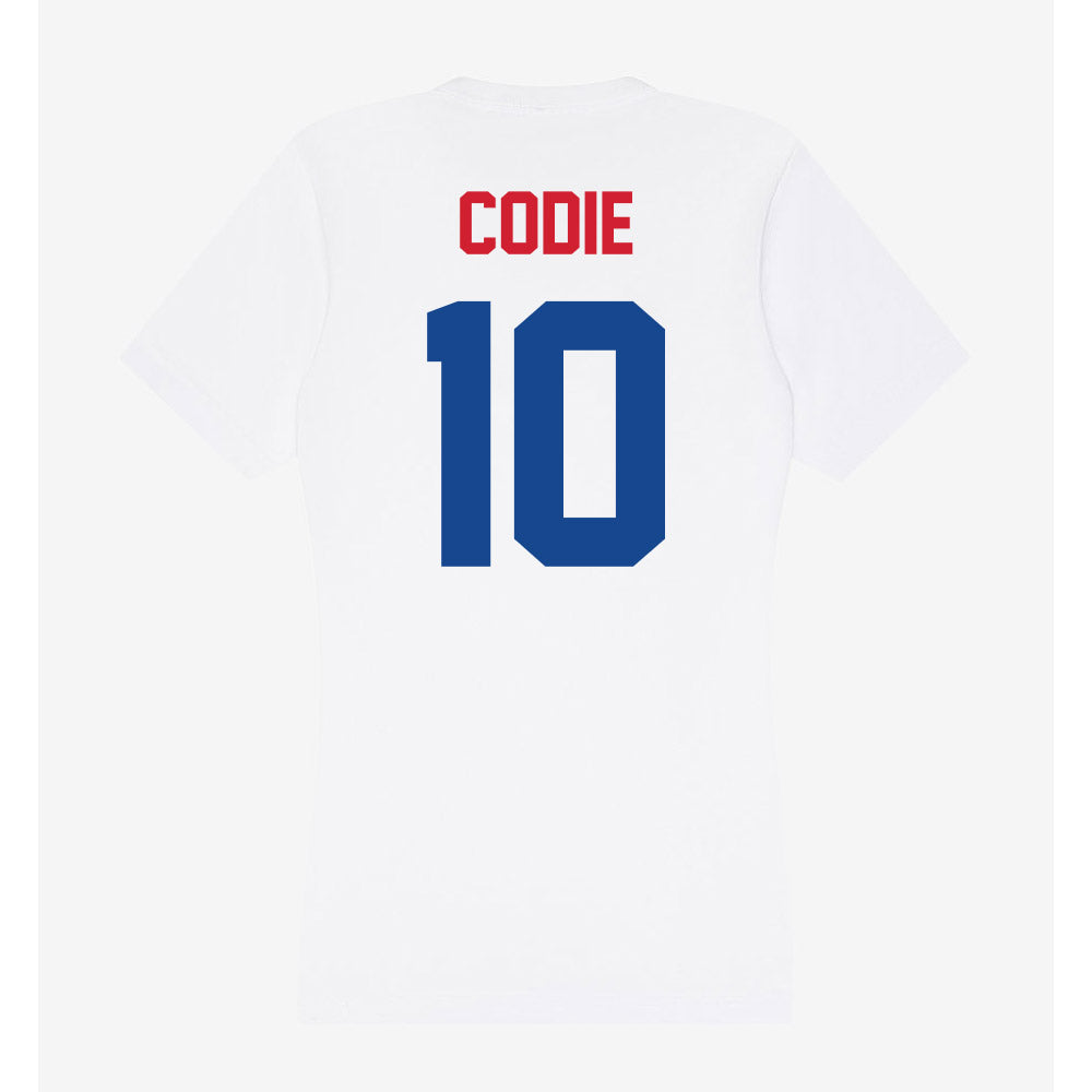 SMU - NCAA Men's Basketball : nicolas codie - Women's V-Neck T-Shirt-1