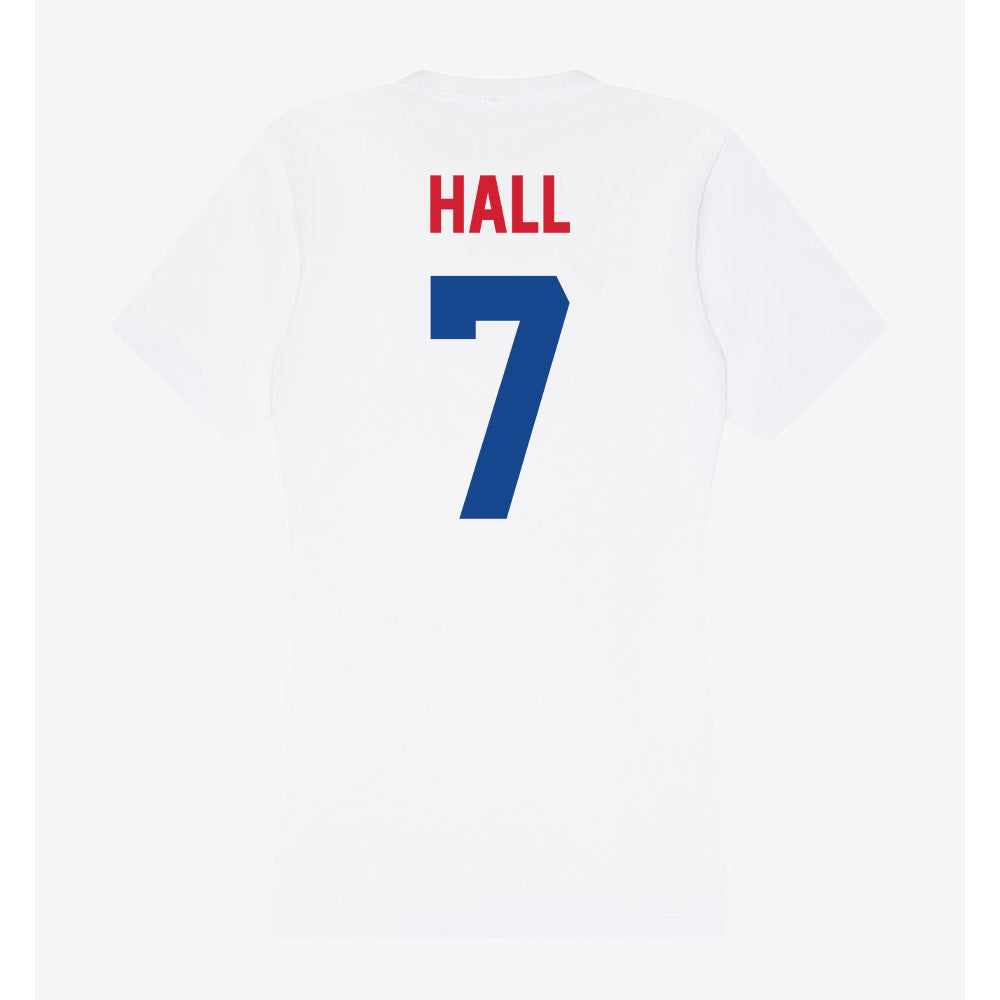 SMU - NCAA Women's Basketball : Grace Hall - Women's V-Neck T-Shirt-1