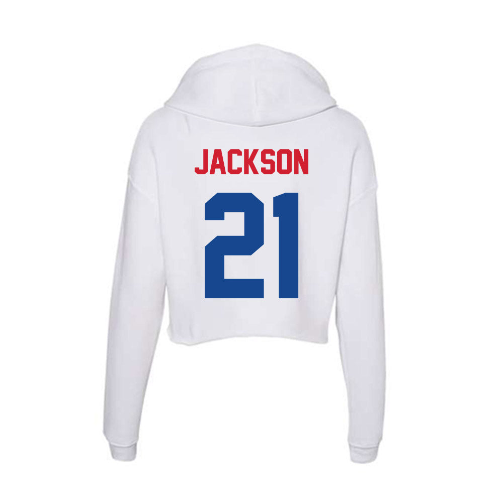 SMU - NCAA Women's Basketball : Kaylin Jackson - Women's Crop Fleece Hooded Sweatshirt-1