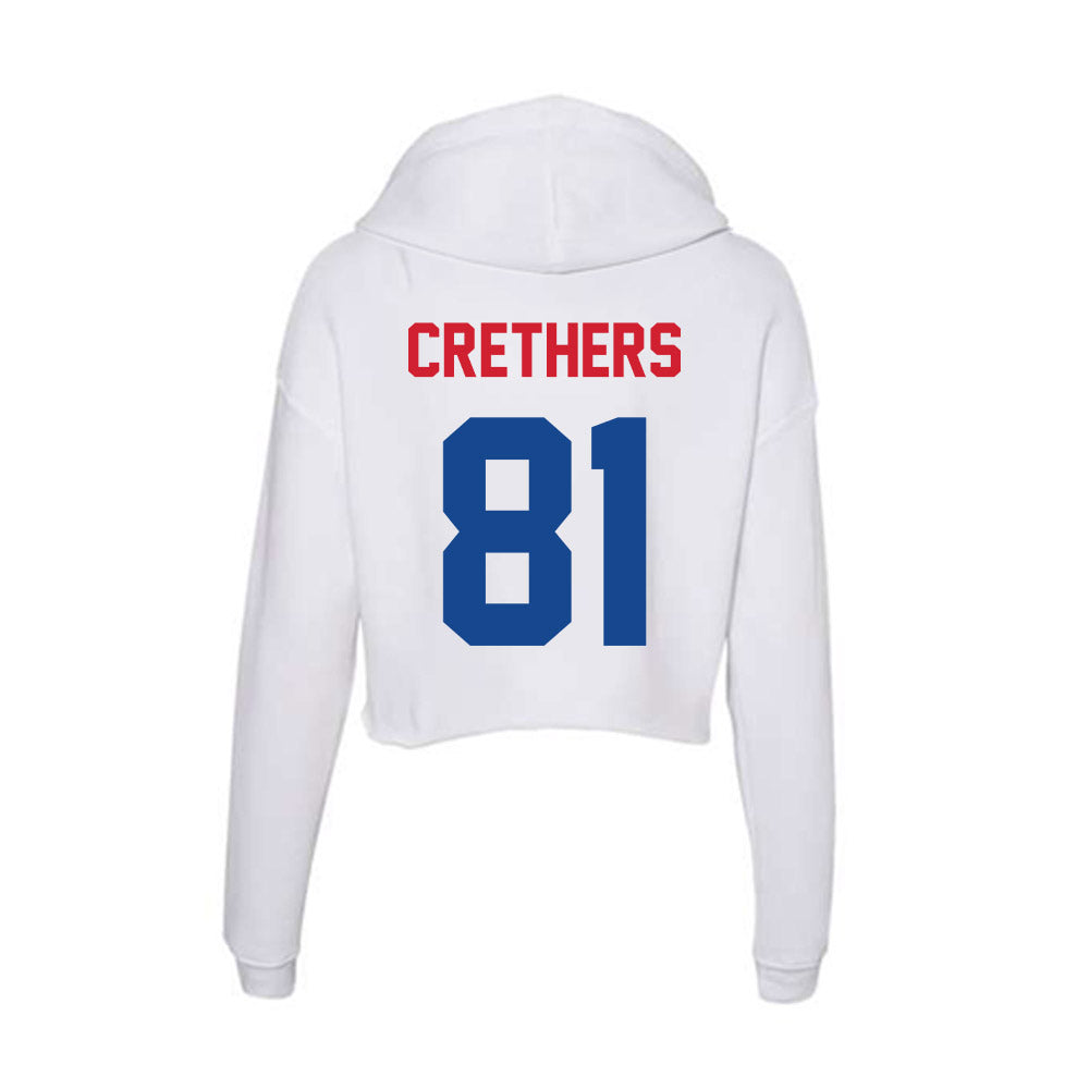 SMU - NCAA Football : Ty Crethers - Women's Crop Fleece Hooded Sweatshirt-1