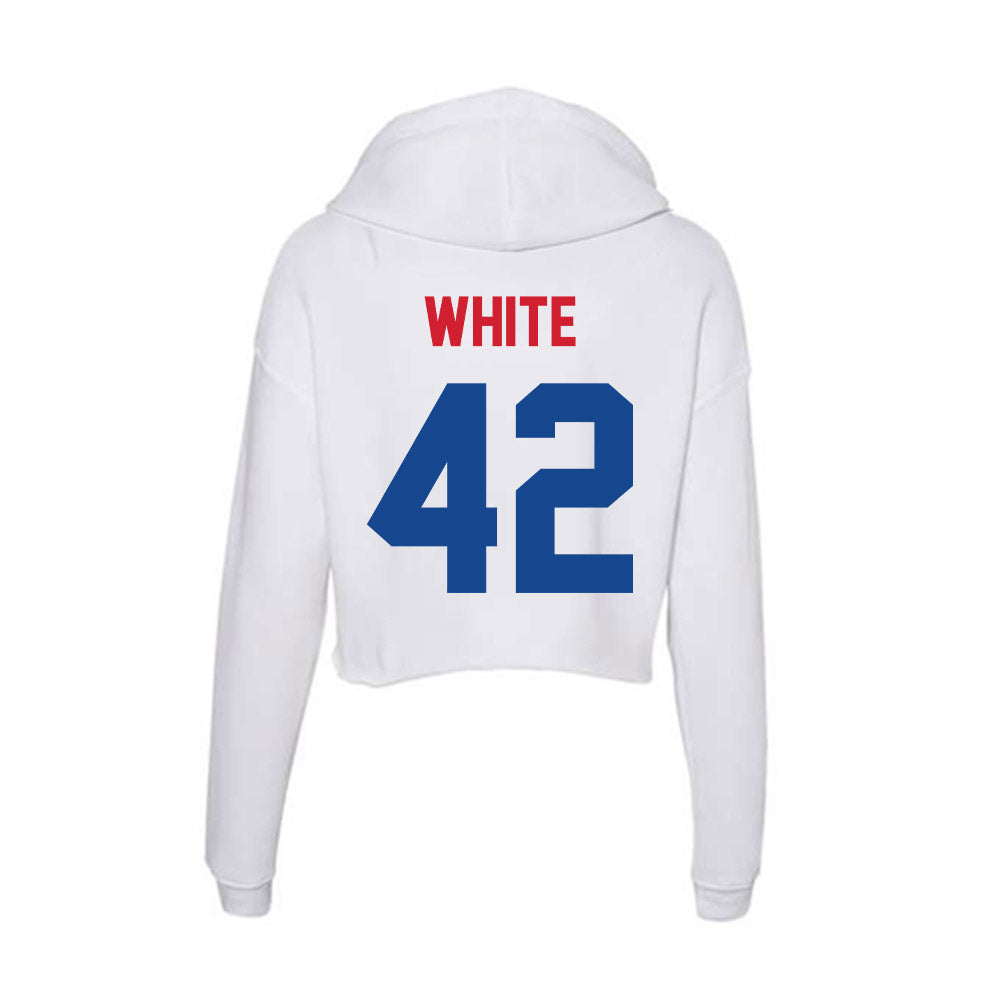 SMU - NCAA Women's Basketball : Roxy White - Women's Crop Fleece Hooded Sweatshirt-1