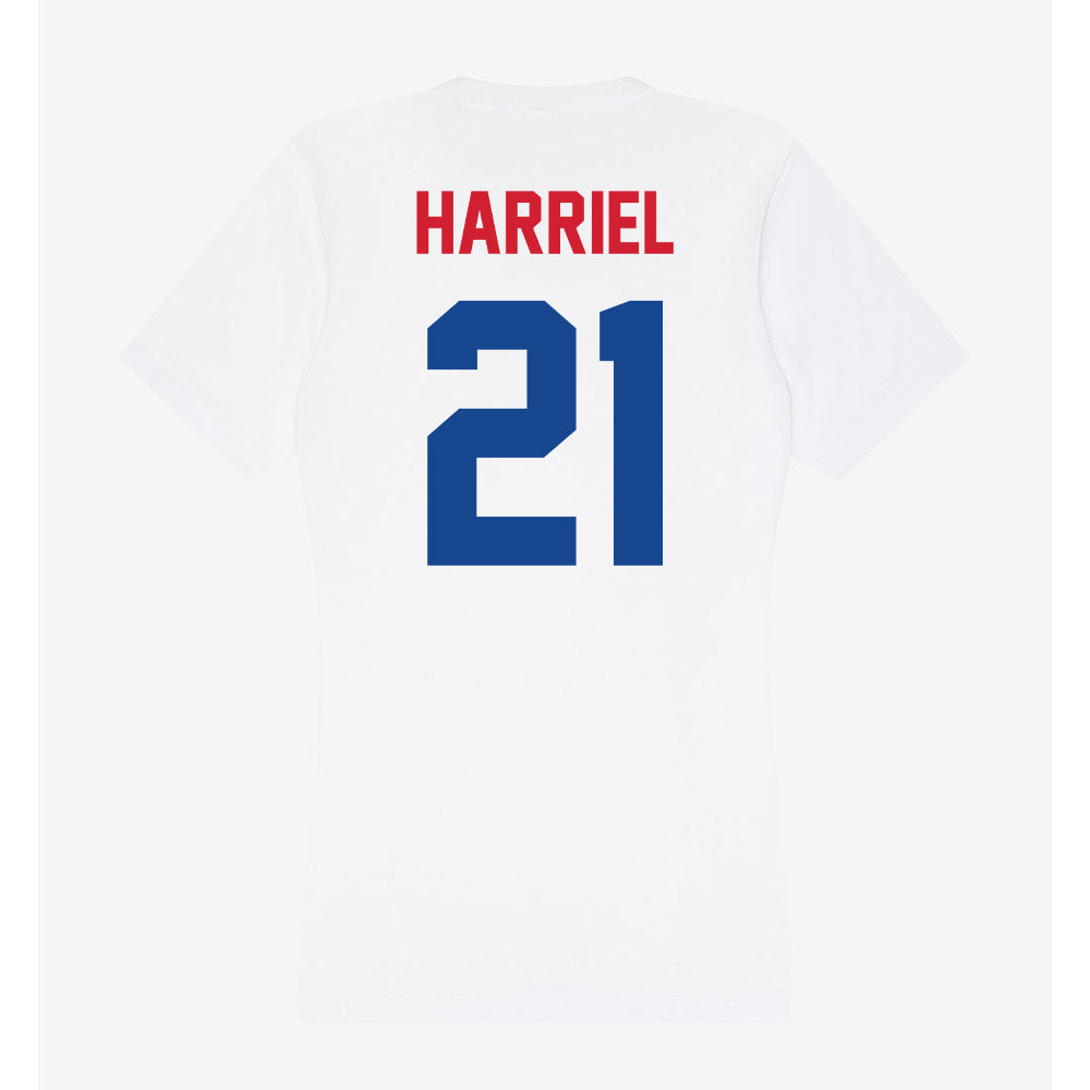 SMU - NCAA Women's Basketball : Jzaniya Harriel - Women's V-Neck T-Shirt-1