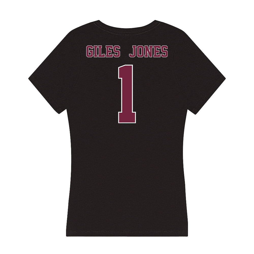 Fordham - NCAA Women's Basketball : Miya Giles - Jones - Women's V-Neck T-Shirt-1