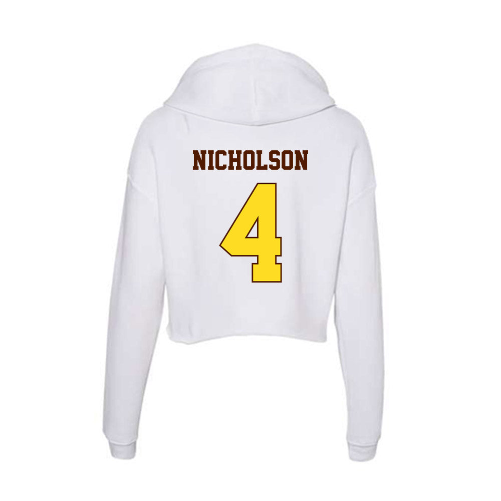 Western Michigan - NCAA Men's Soccer : Joshua Nicholson - Women's Crop Fleece Hooded Sweatshirt-1