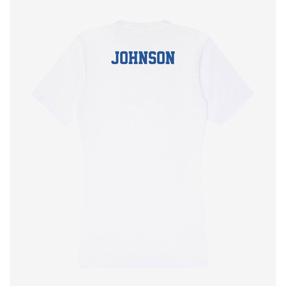 Hampton - NCAA Women's Track & Field : Kenidi Johnson - Women's V-Neck T-Shirt-1