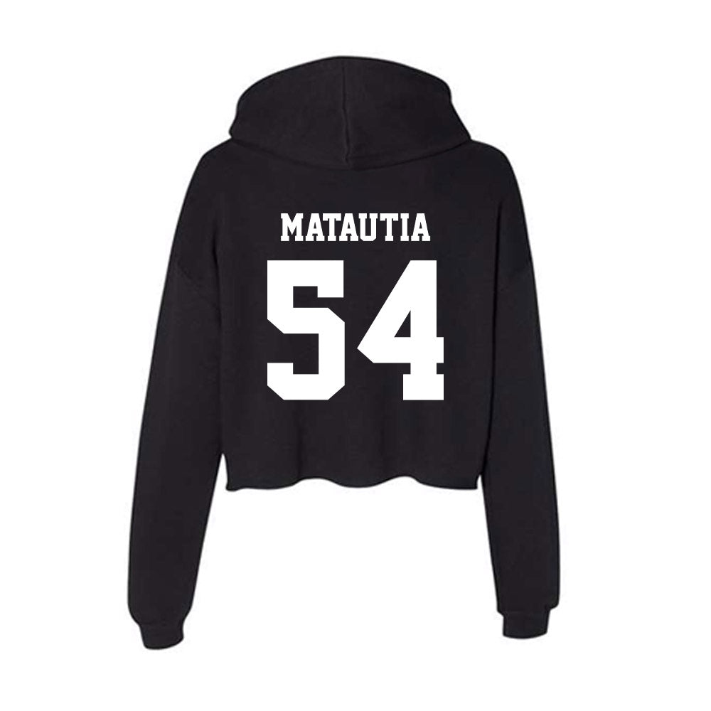 New Mexico - NCAA Football : Jojo Matautia - Women's Crop Fleece Hoodie-1