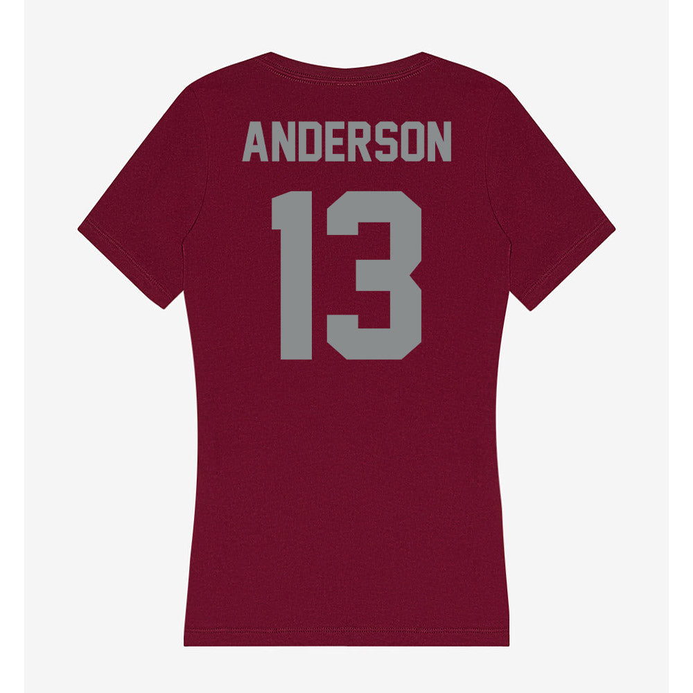 Montana - NCAA Men's Basketball : Courtney Anderson - Women's V-Neck T-Shirt-1
