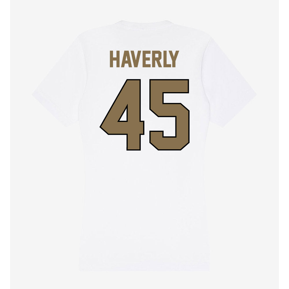 Bryant - NCAA Men's Lacrosse : Justin Haverly - Women's V-Neck T-Shirt-1