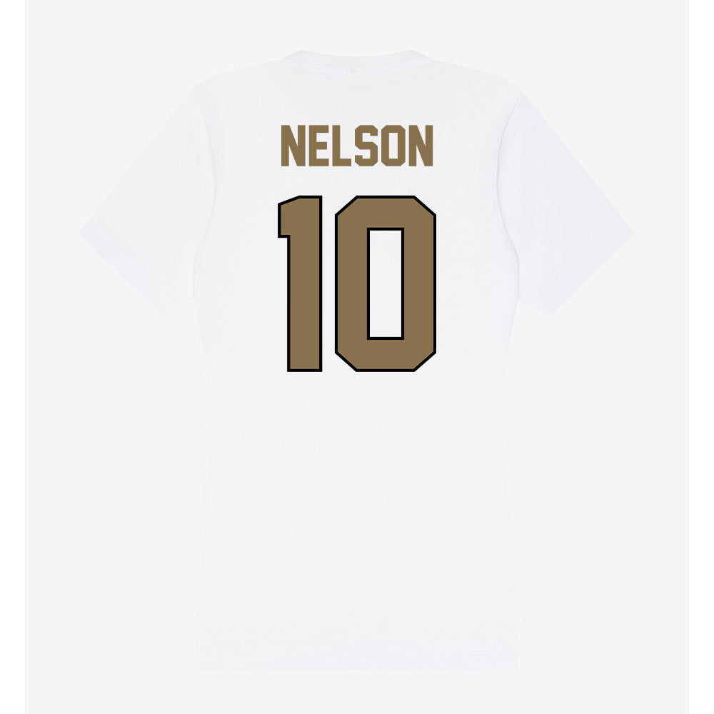 Bryant - NCAA Women's Basketball : Rose Nelson - Women's V-Neck T-Shirt-1