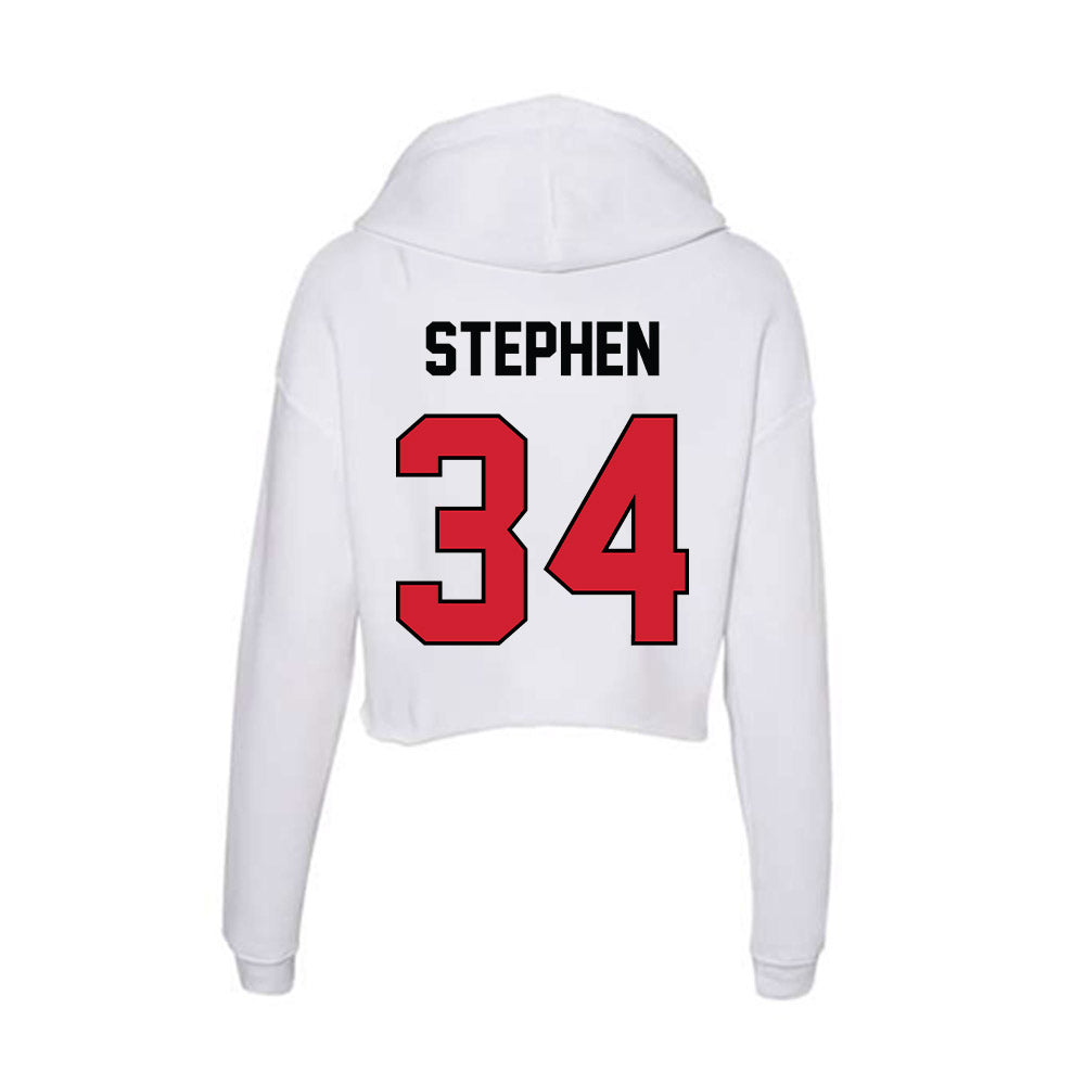 UNLV - NCAA Men's Basketball : Emmanuel Stephen - Women's Crop Fleece Hoodie-1