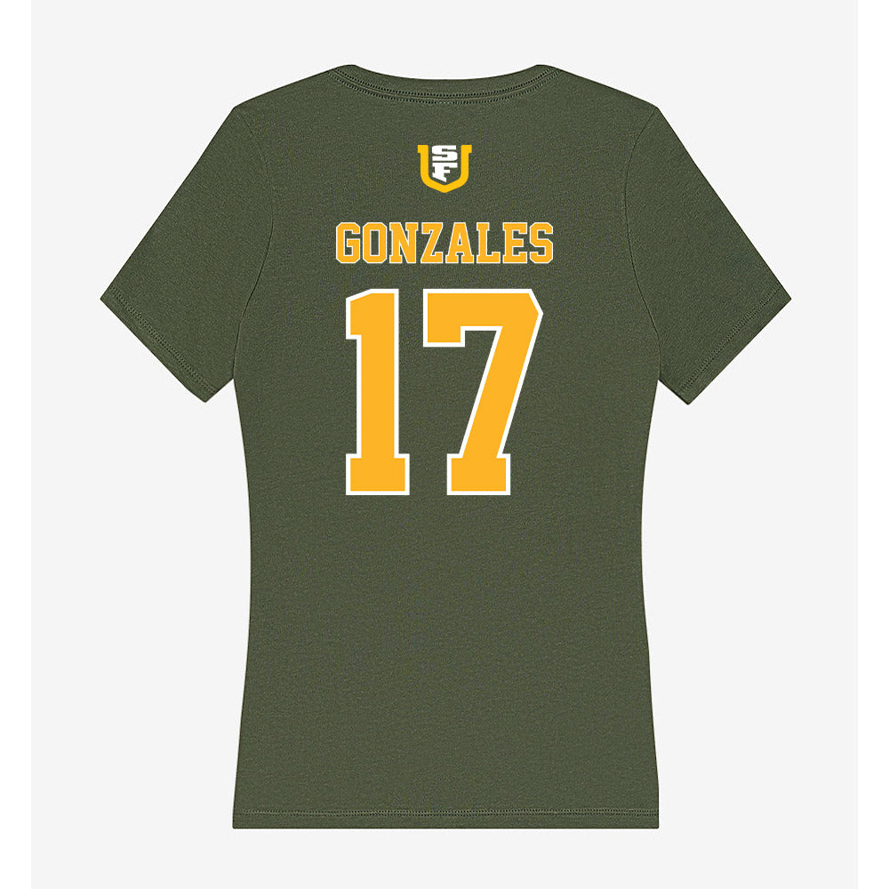 USFCA - NCAA Baseball : Thomas Gonzales - Women's V-Neck T-Shirt-1