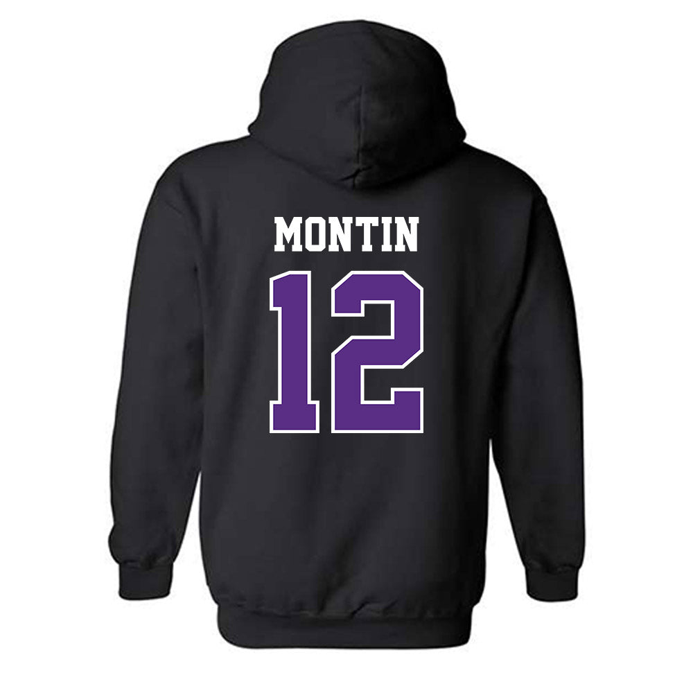 Stonehill - NCAA Men's Basketball : Eino Montin - Classic Shersey Hooded Sweatshirt-1