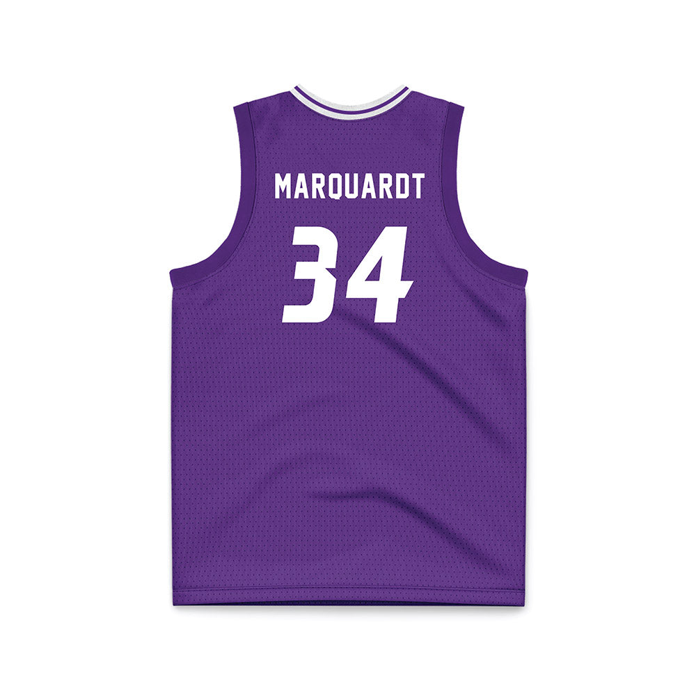 Stonehill - NCAA Men's Basketball : Neal Marquardt - Purple Basketball Jersey-1