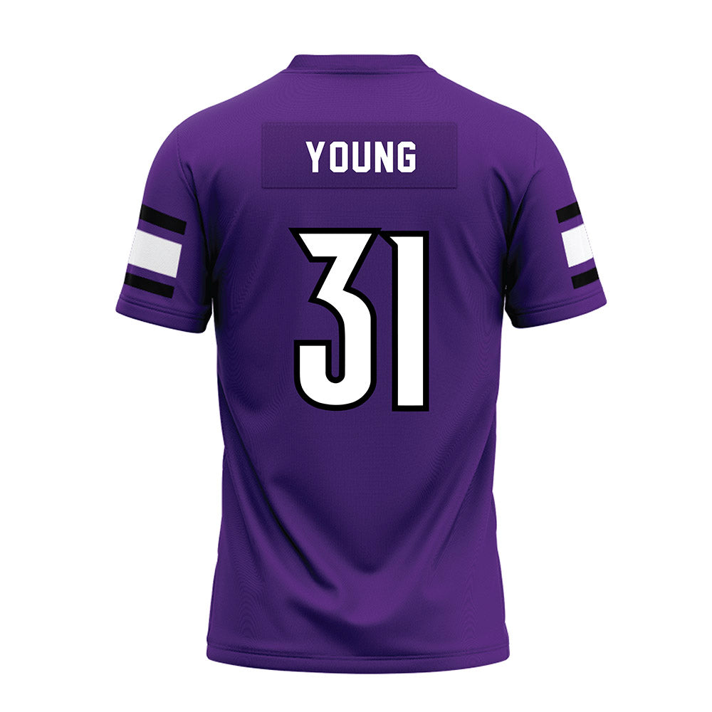 Stonehill - NCAA Football : Tyler Young - Purple Premium Football Jersey-1
