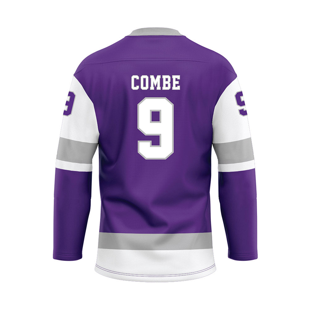 Stonehill - NCAA Women's Ice Hockey : Summer Combe - Purple Hockey Jersey-1