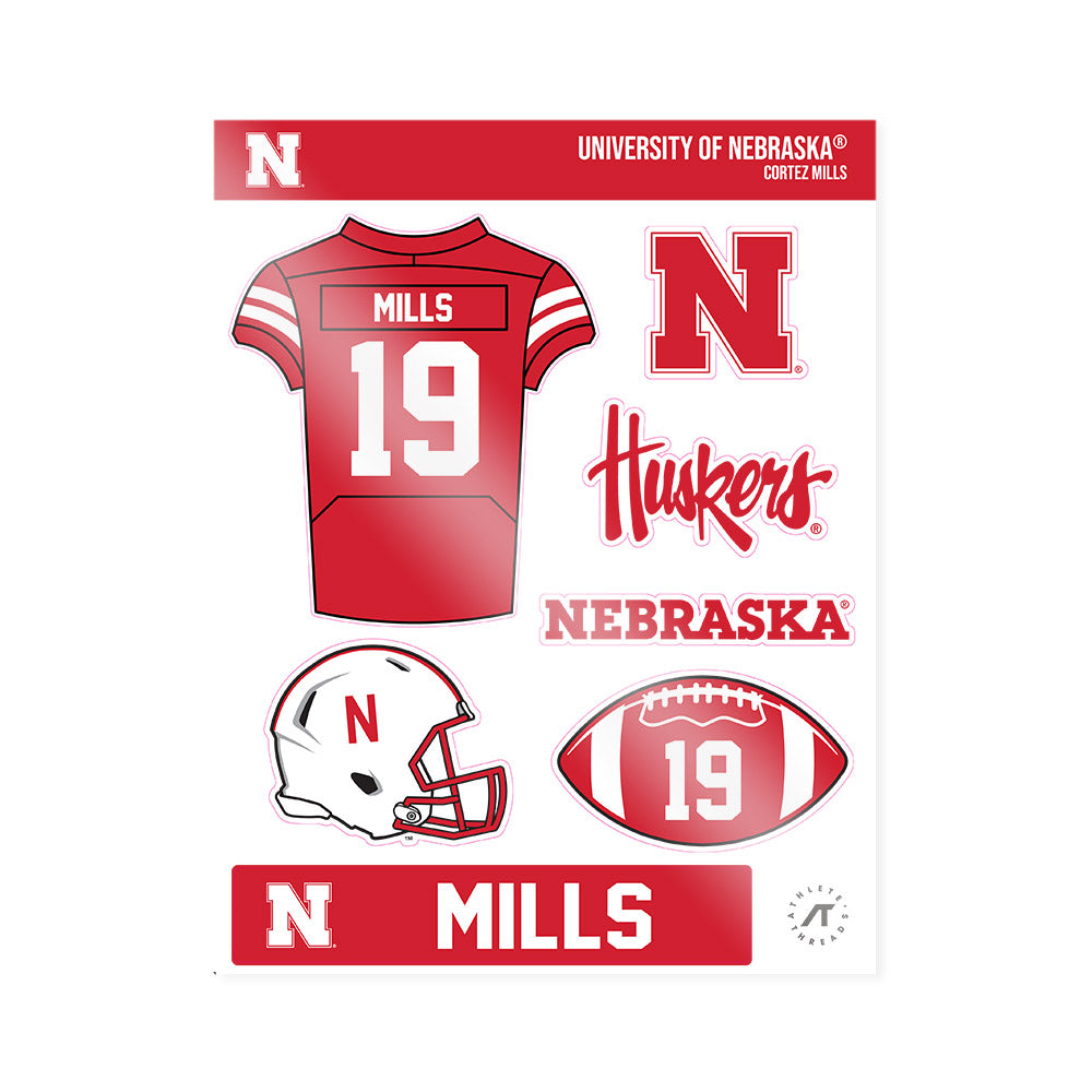 Nebraska - NCAA Football : Cortez Mills - Sticker Sheet-0