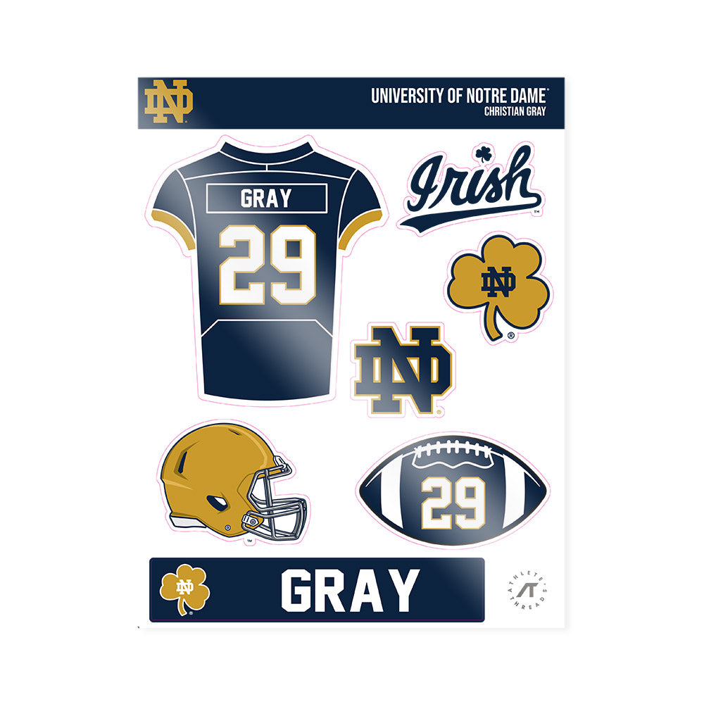 Notre Dame - NCAA Football : Christian Gray - Sticker Sheet-0