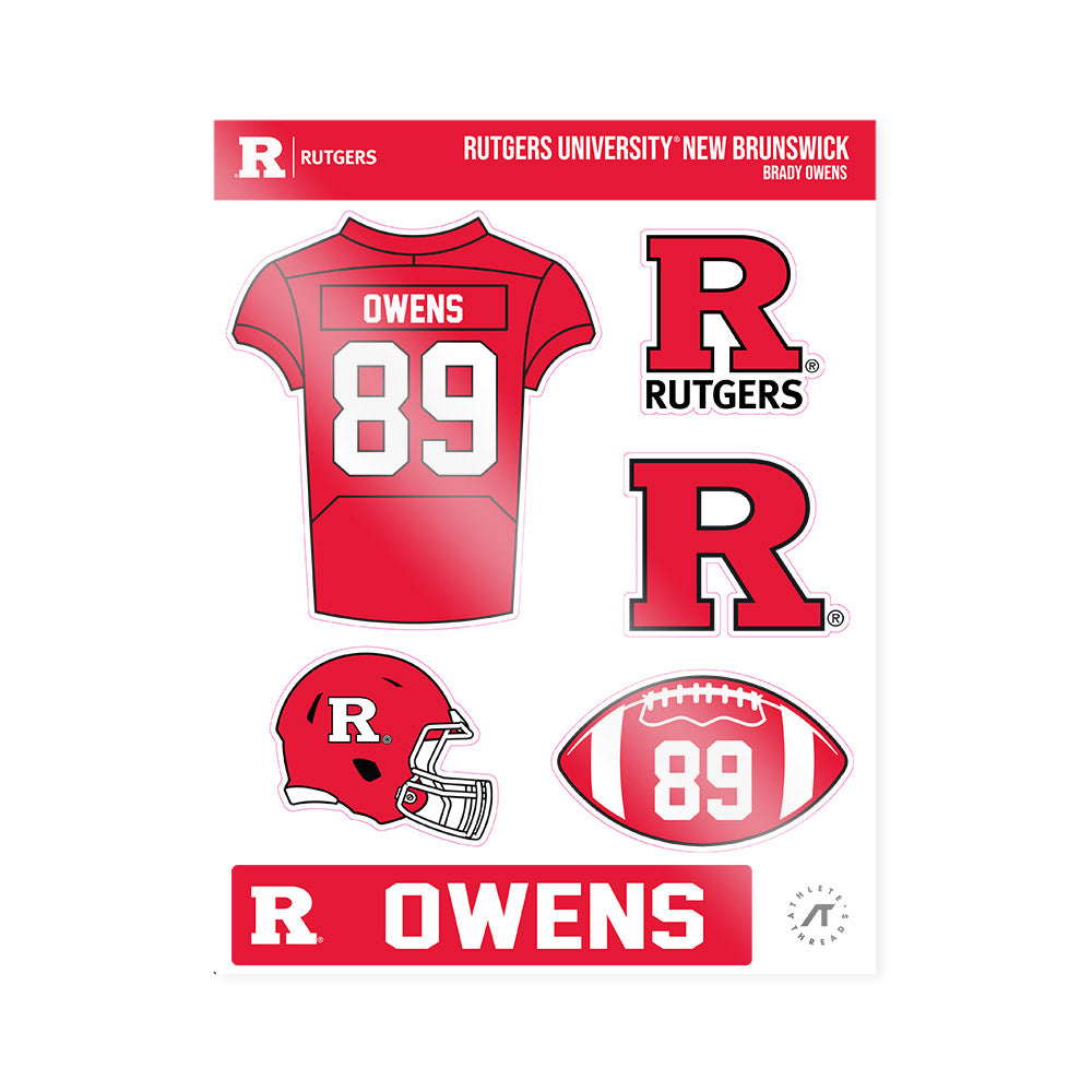 Rutgers - NCAA Football : Brady Owens - Sticker Sheet-0