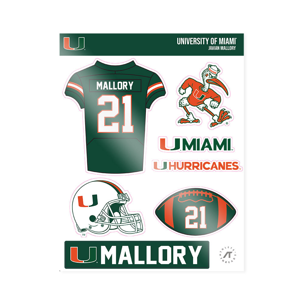 Miami - NCAA Football : Javian Mallory - Sticker Sheet-0