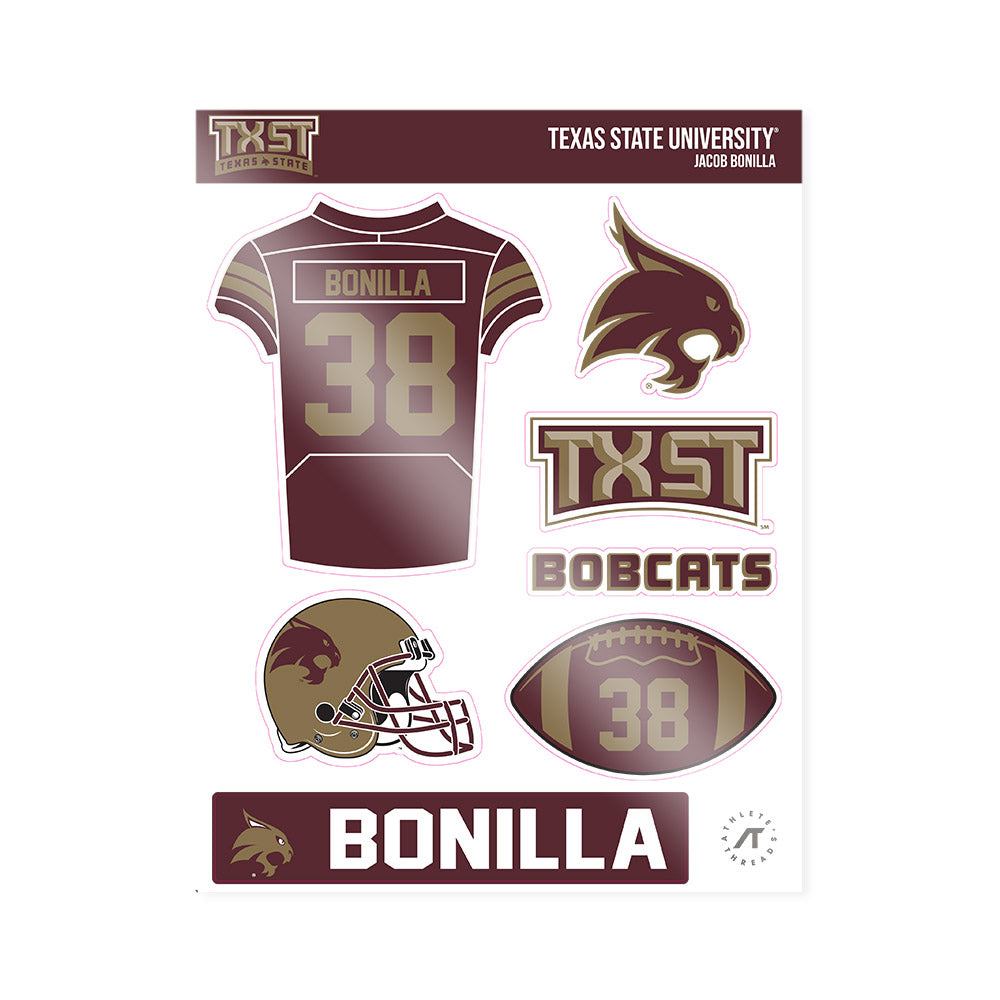 Texas State - NCAA Football : Jacob Bonilla - Sticker Sheet-0