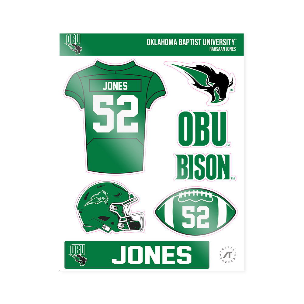 OKBU - NCAA Football : Rahsaan Jones - Sticker Sheet-0
