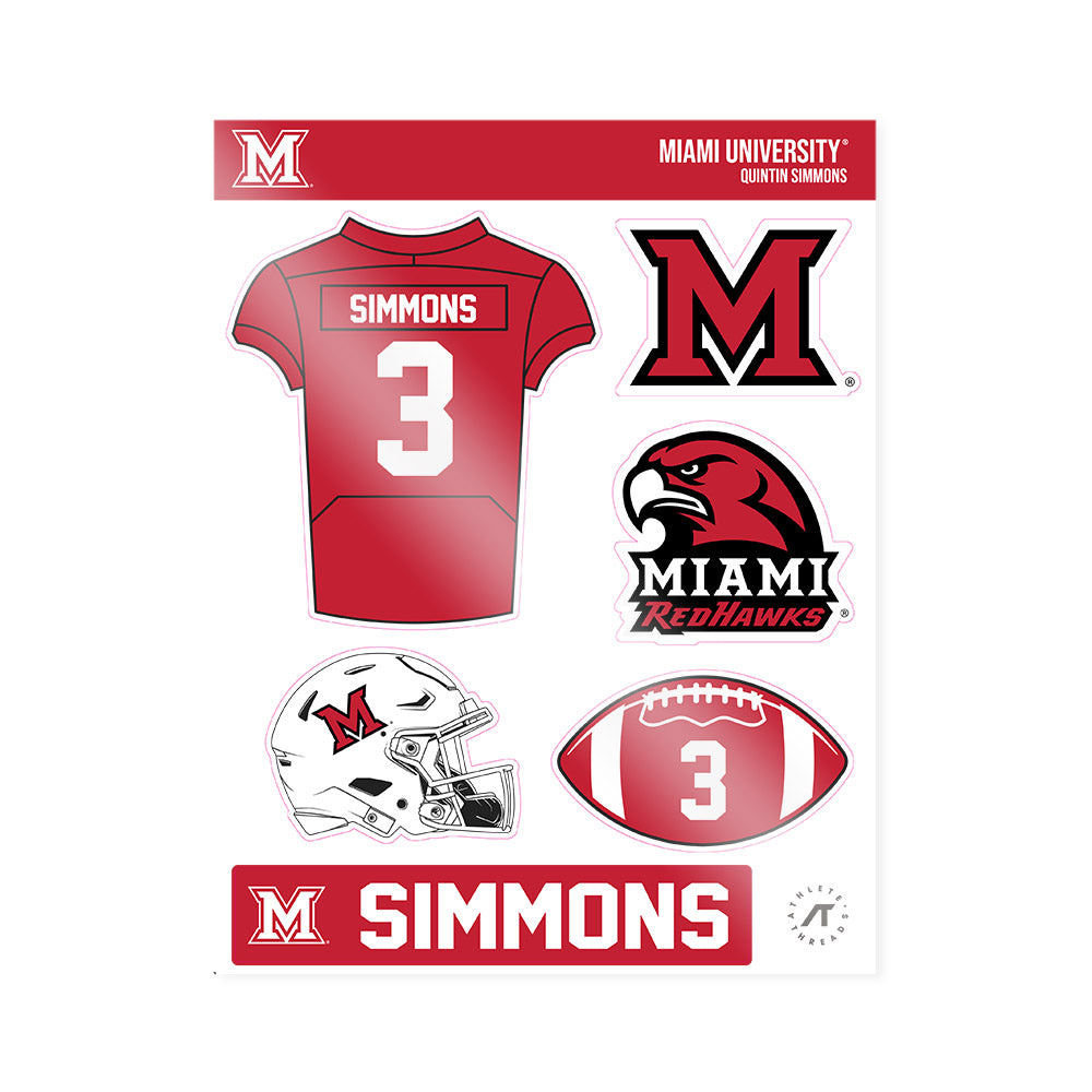 Miami of Ohio - NCAA Football : Quintin Simmons - Sticker Sheet-0