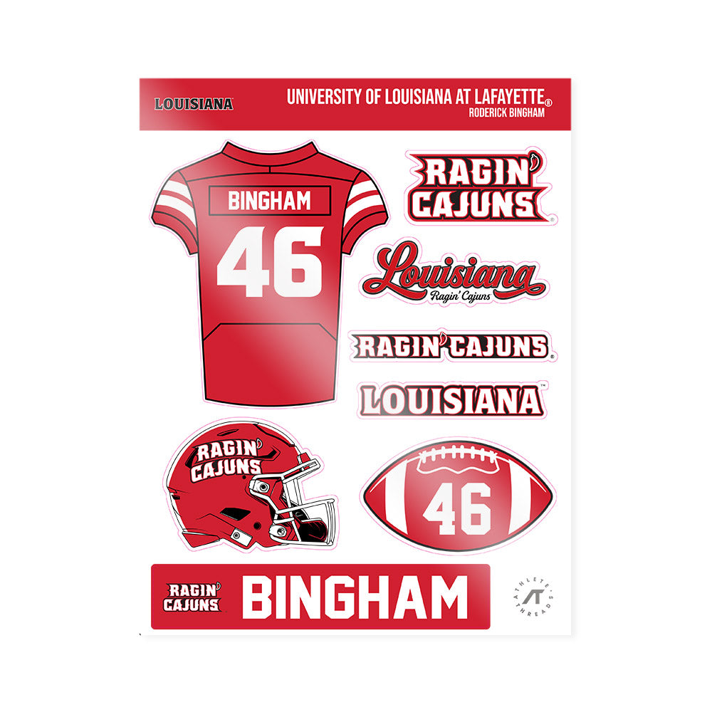 Louisiana - NCAA Football : Roderick Bingham - Sticker Sheet-0