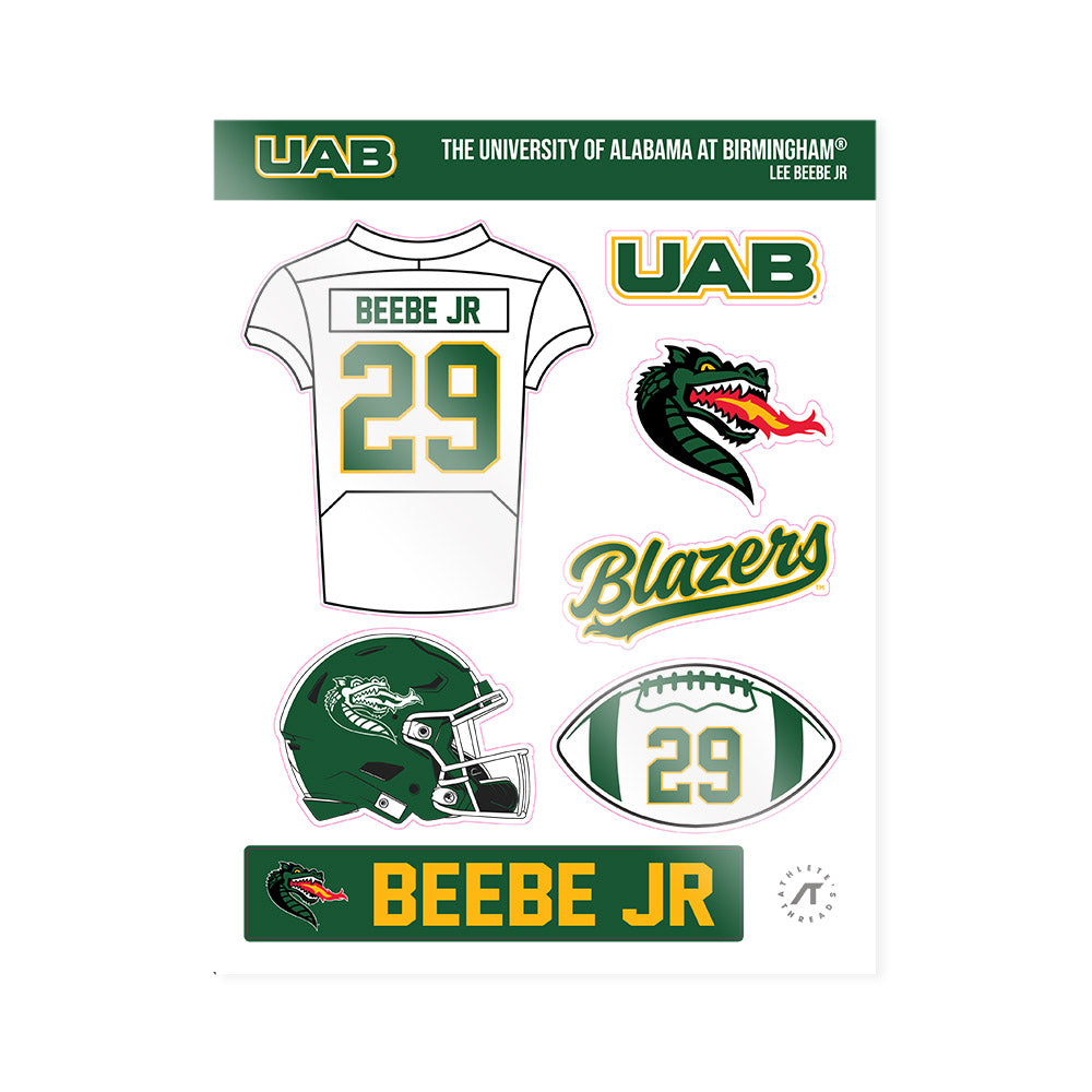 UAB - NCAA Football : Lee Beebe Jr - Sticker Sheet-0