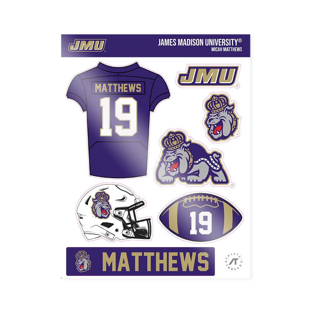 JMU - NCAA Football : Micah Matthews - Sticker Sheet-0