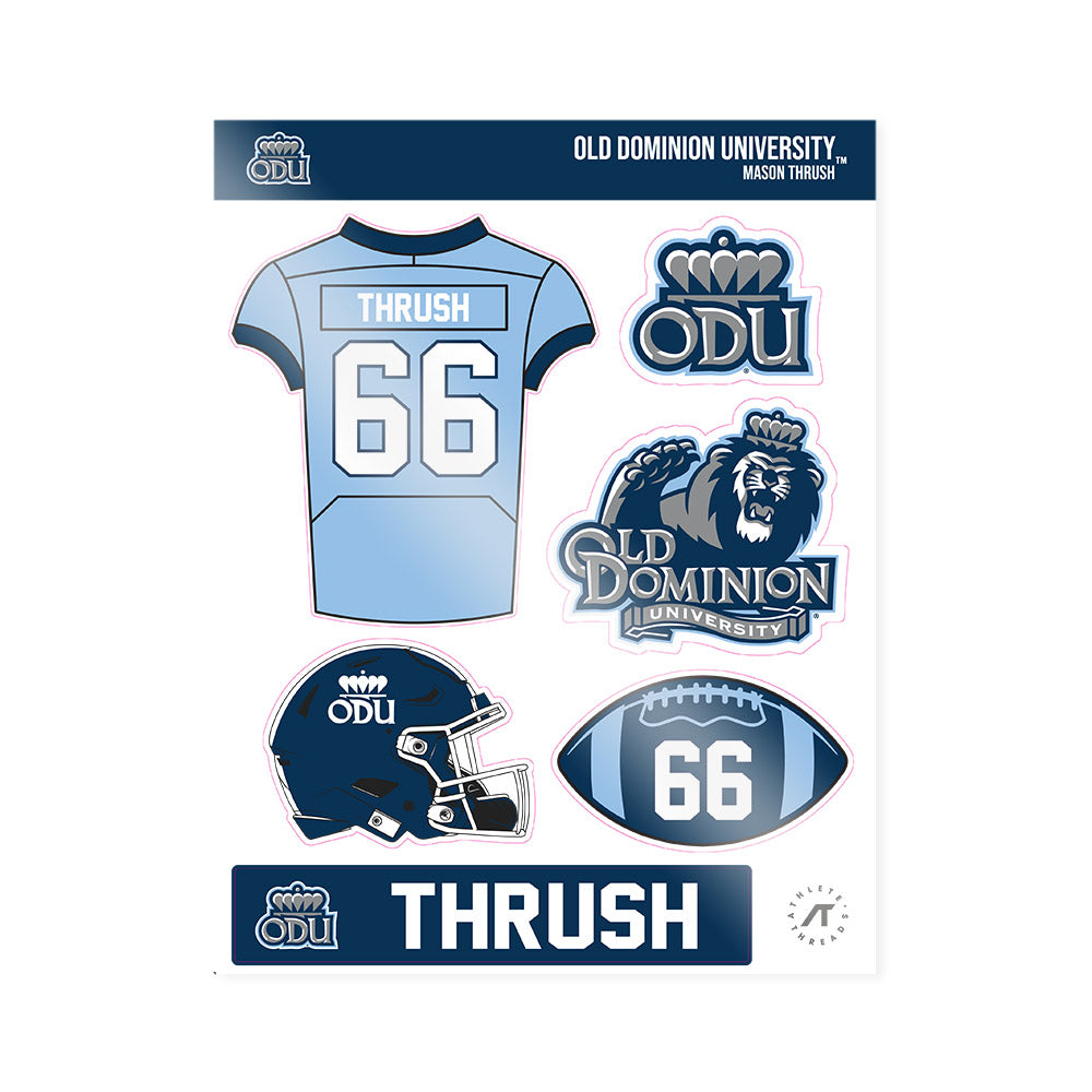 Old Dominion - NCAA Football : Mason Thrush - Sticker Sheet-0