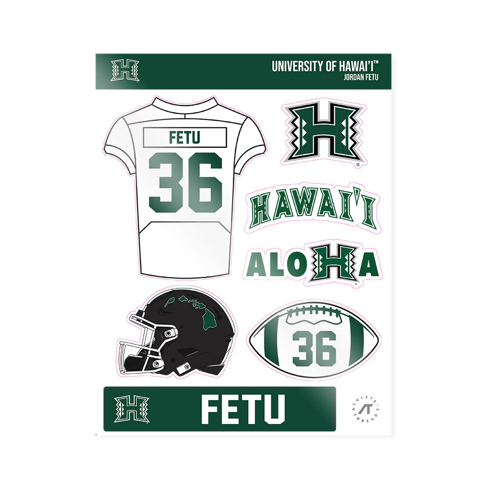 Hawaii - NCAA Football : Jordan Fetu - Sticker Sheet-0