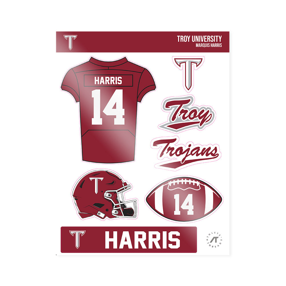 Troy - NCAA Football : Marquis Harris - Sticker Sheet-0