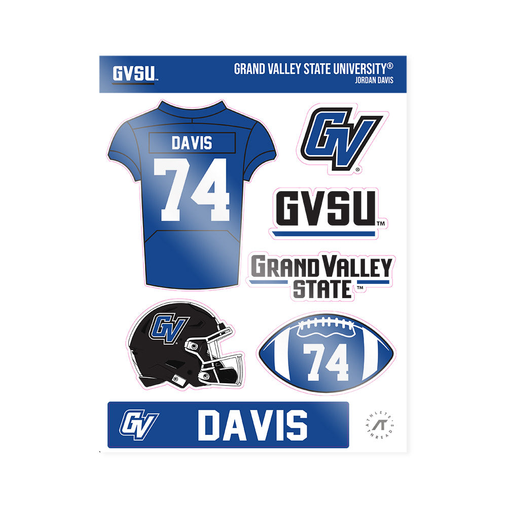 Grand Valley - NCAA Football : Jordan Davis - Sticker Sheet-0