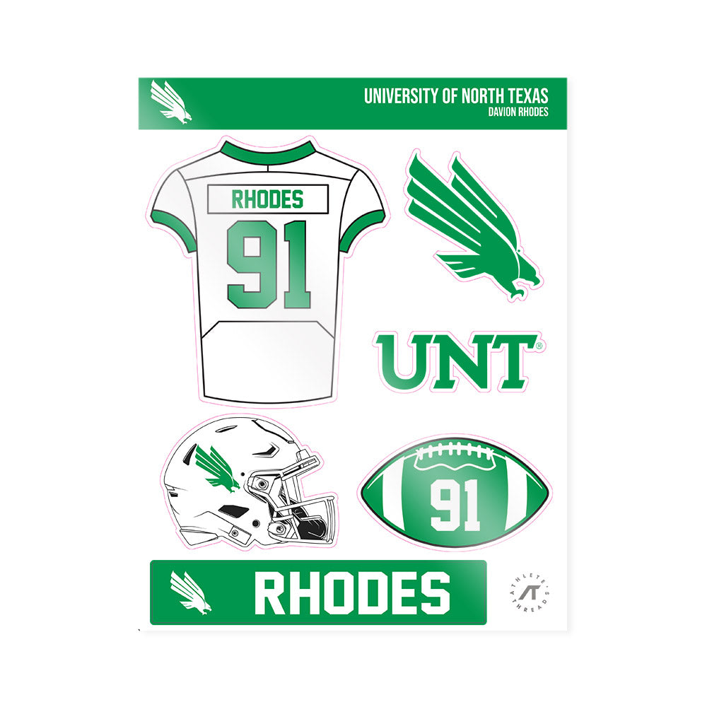 North Texas - NCAA Football : Davion Rhodes - Sticker Sheet-0