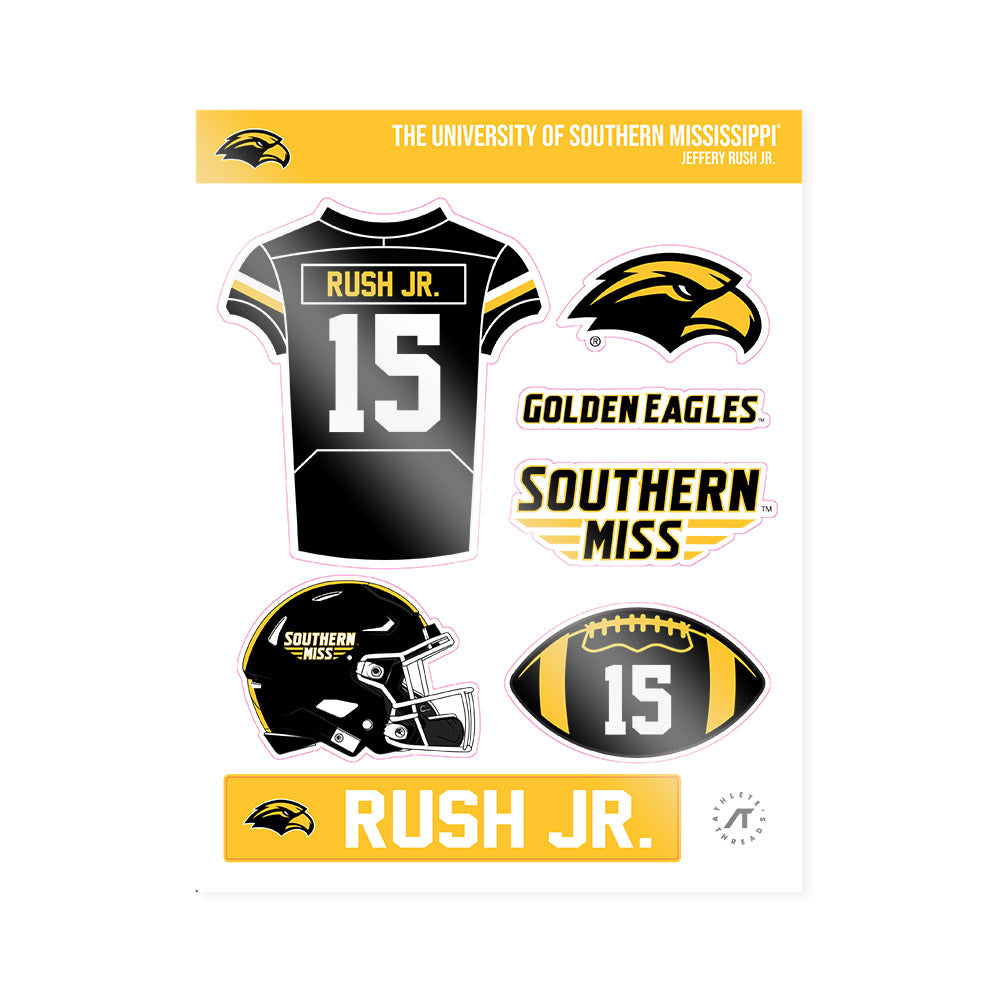 Southern Miss - NCAA Football : Jeffery Rush Jr. - Sticker Sheet-0