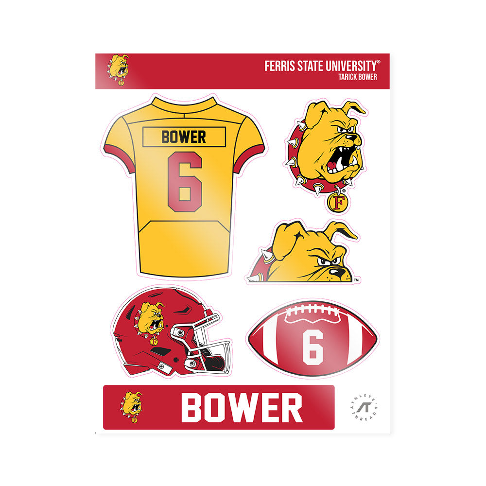 Ferris State - NCAA Football : Tarick Bower - Sticker Sheet-0
