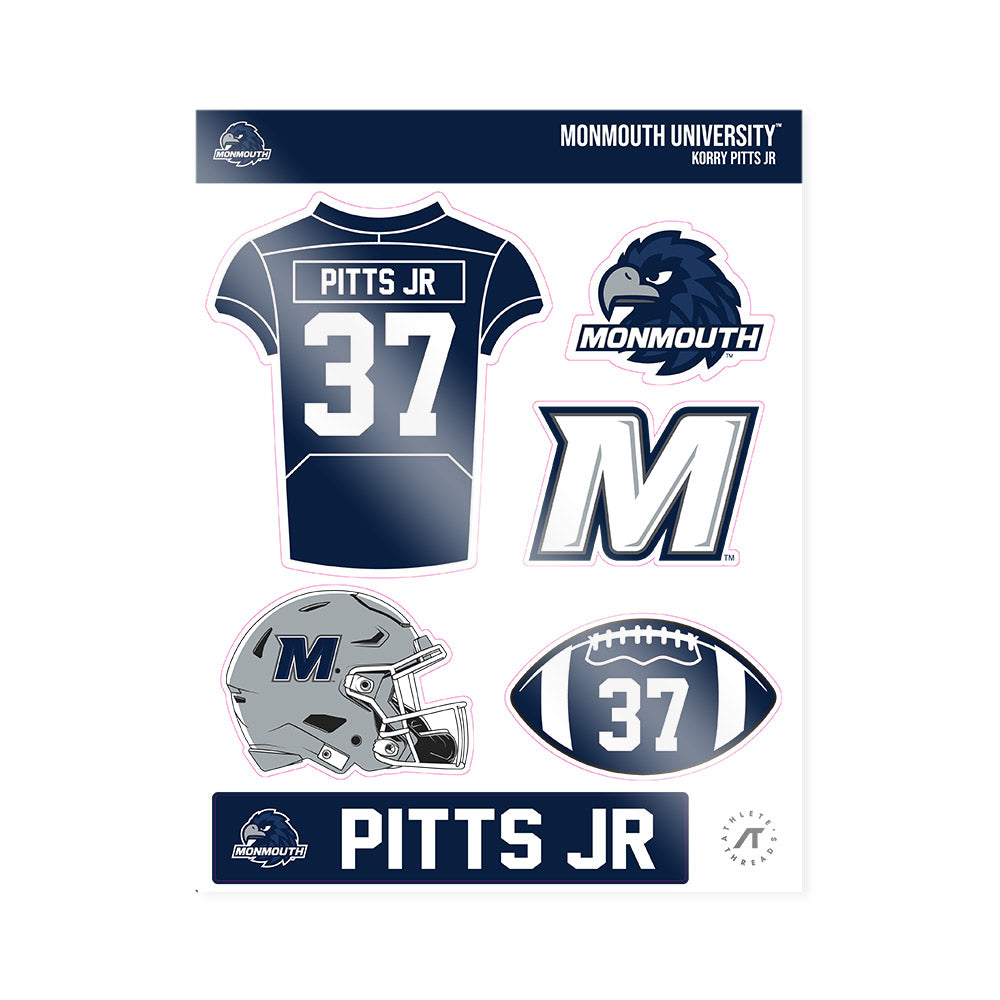 Monmouth - NCAA Football : Korry Pitts Jr - Sticker Sheet-0