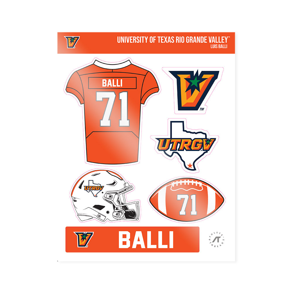 UTRGV - NCAA Football : Luis Balli - Sticker Sheet-0