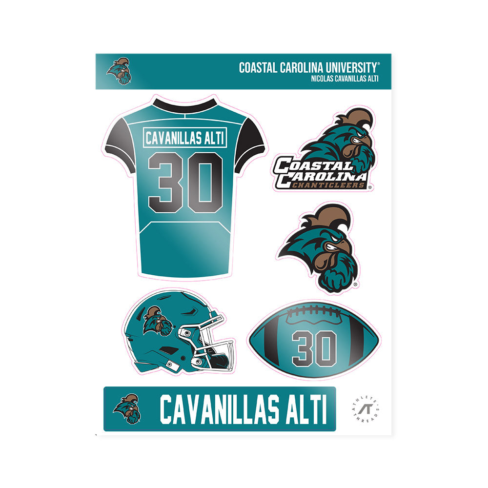 Coastal Carolina - NCAA Football : Nicolas Cavanillas Alti - Sticker Sheet-0