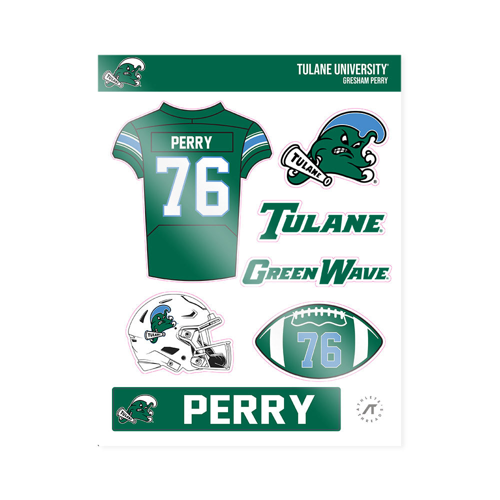 Tulane - NCAA Football : Gresham Perry - Sticker Sheet-0
